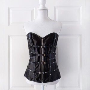 Black Lace-Up Buckled Corset Bondage Style Top *Unisex M/L